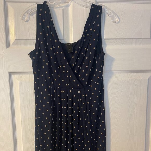 Ann Taylor navy and cream polka dot dress - size S - Picture 1 of 6
